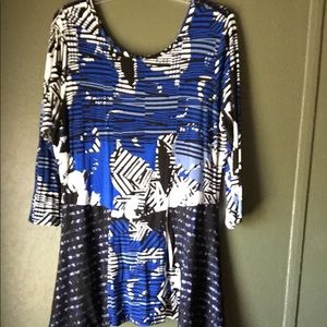 Black and white and royal blue tunic